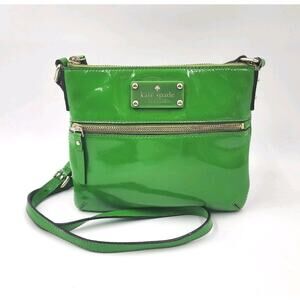 Kate Spade Patent Leather Crossbody Bag Purse Shamrock Green Adjustable Strap